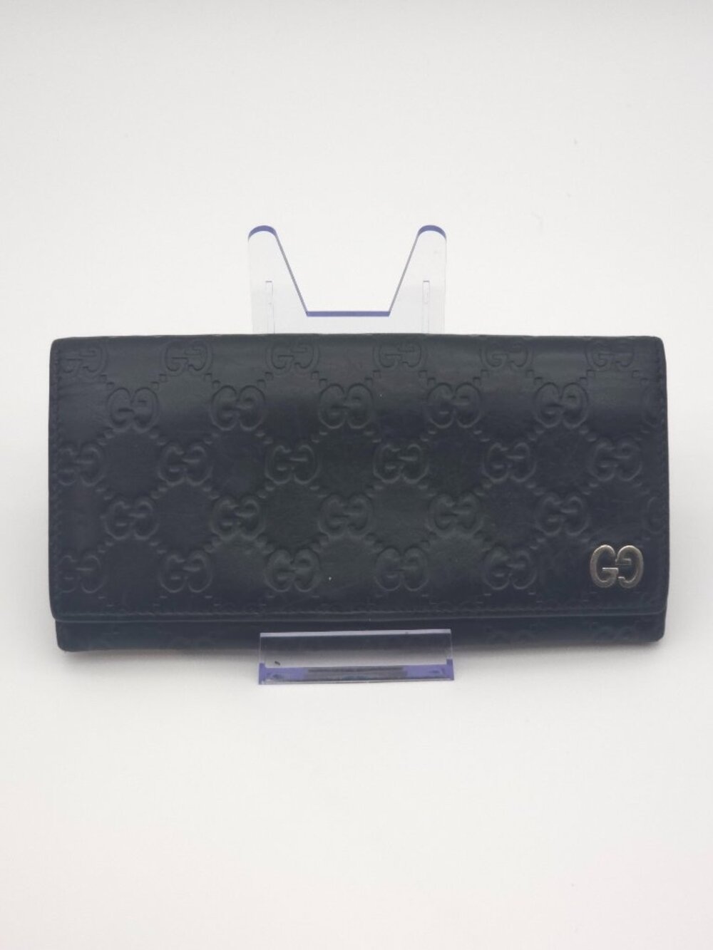 Gucci Guccissima Black Leather Long Wallet Embossed GG Monogram